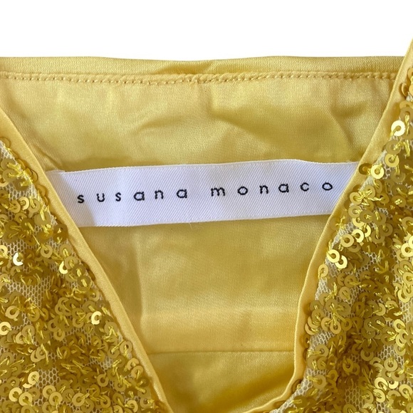 Susana Monaco Sequin String Crop Top Sunshine Yellow NWOT - Picture 4 of 8